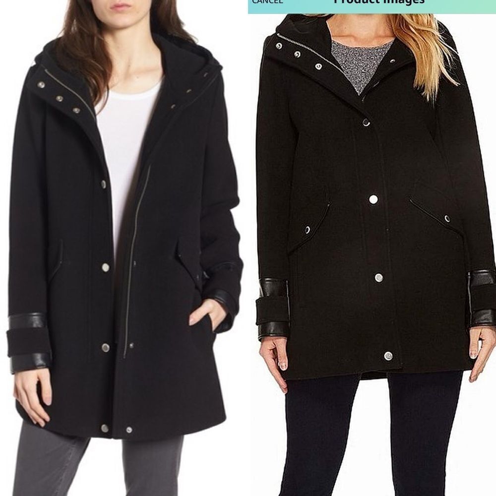 Women's Andrew Marc Wool Blend Peacoat, Size 4 - Black